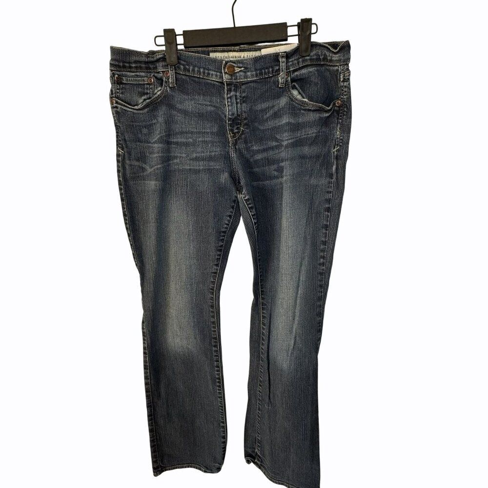 Abercrombie & Fitch Straight Jeans Y2K‎ Casual Classic Distressed Blue Denim 12